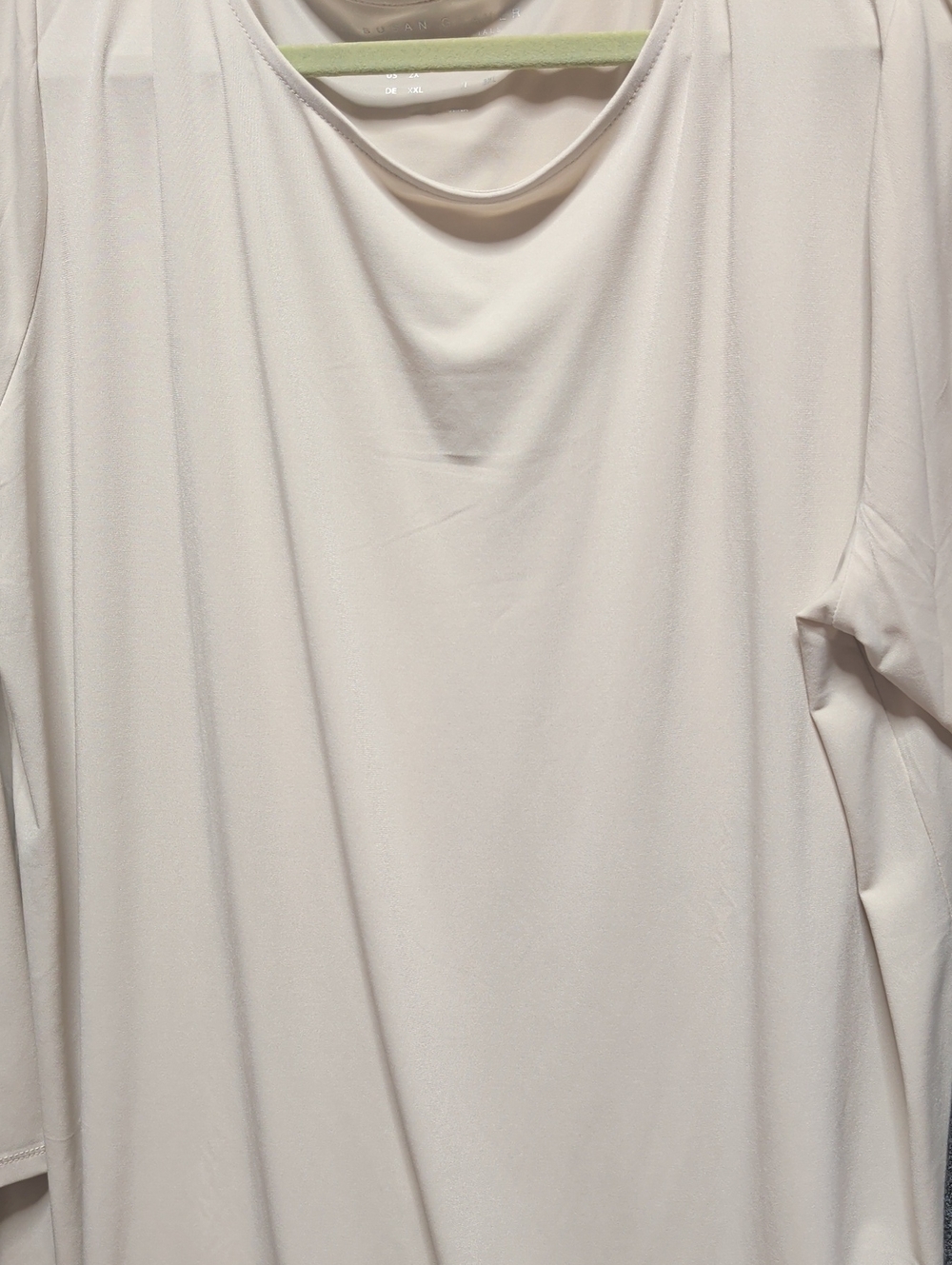 Susan Graver Long Sleeve Scoop Neck Top in Light Blush